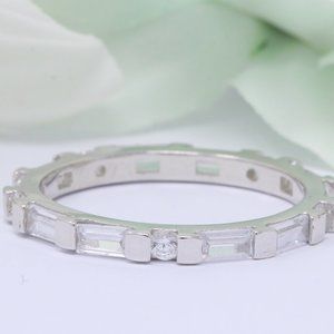 3mm Art Deco Stacking Band Baguette Round Cubic Zi
